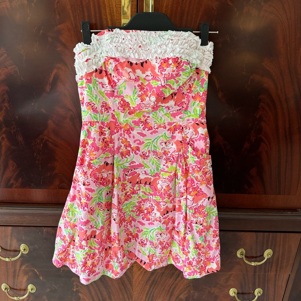 Lilly Pulitzer Ferra Strapless Dress Call Me Kitty Cat Size 8 - Picture 4 of 13